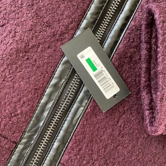 NWT Kenneth Cole wool faux fur collar burgundy women’s coat size large. - Picture 13 of 16